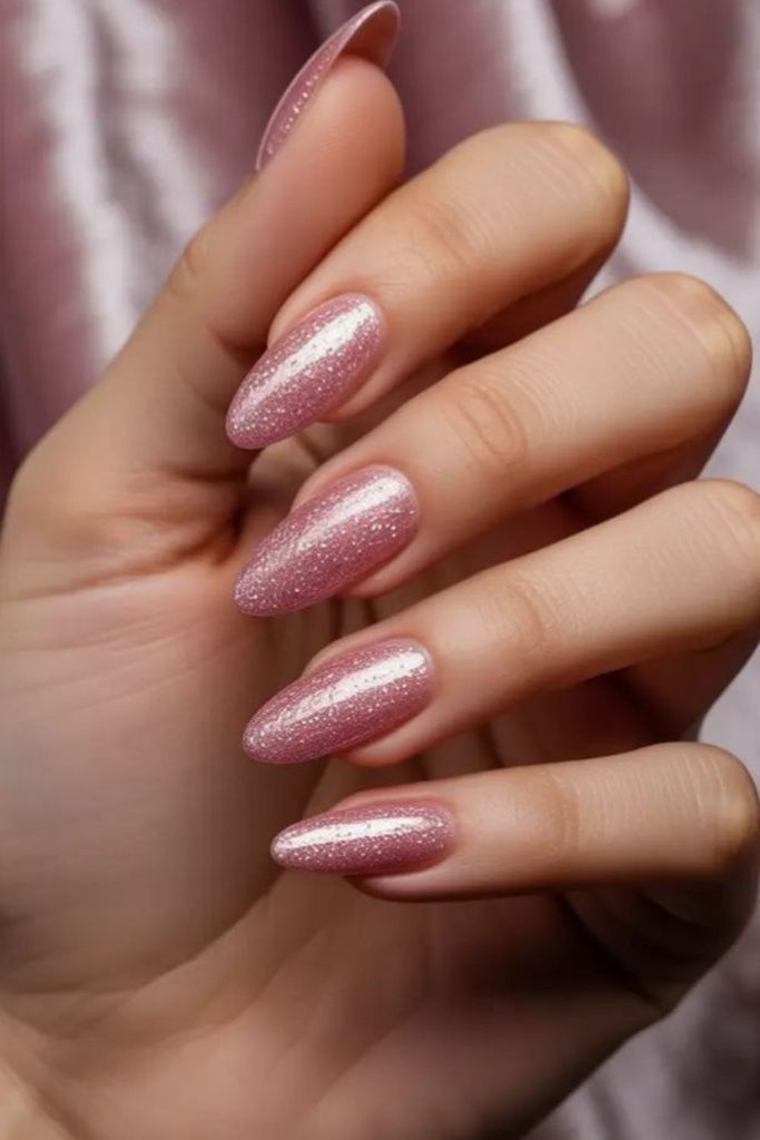 Rose quartz inspired soft pink nails.