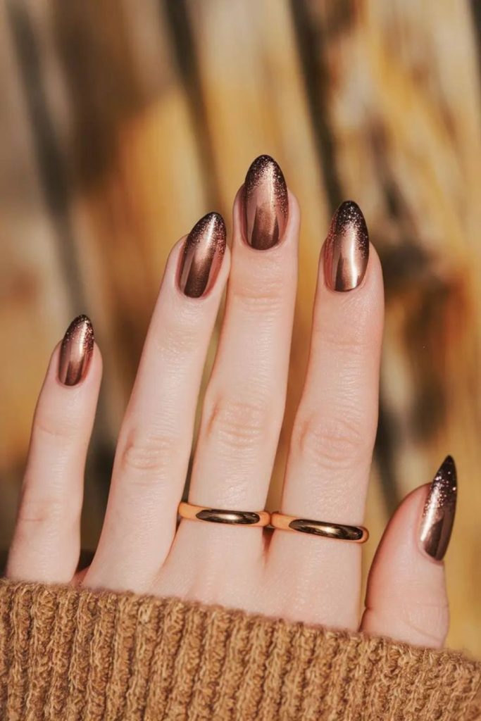 Bronze nails with gunmetal streaks.