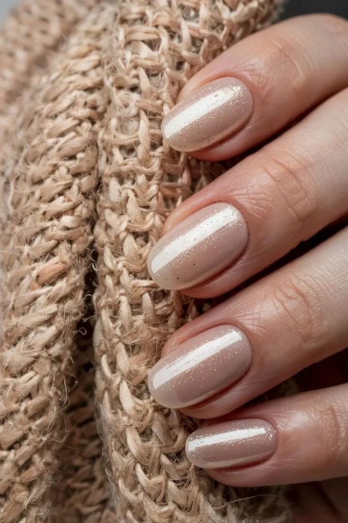 Neutral sandstone minimalist polished nails