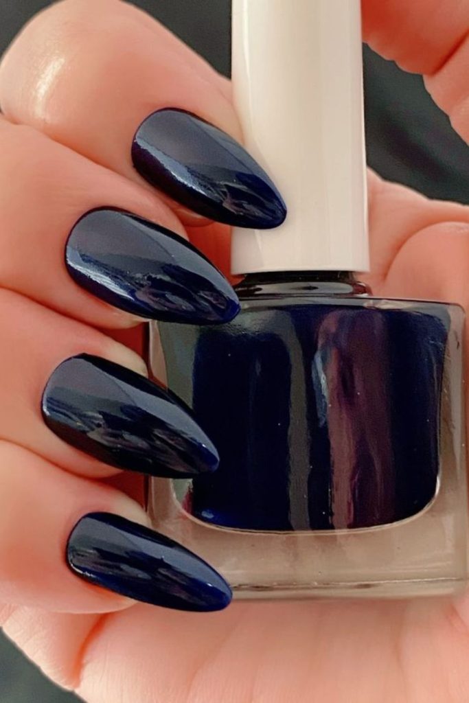 Deep sapphire blue evening nails