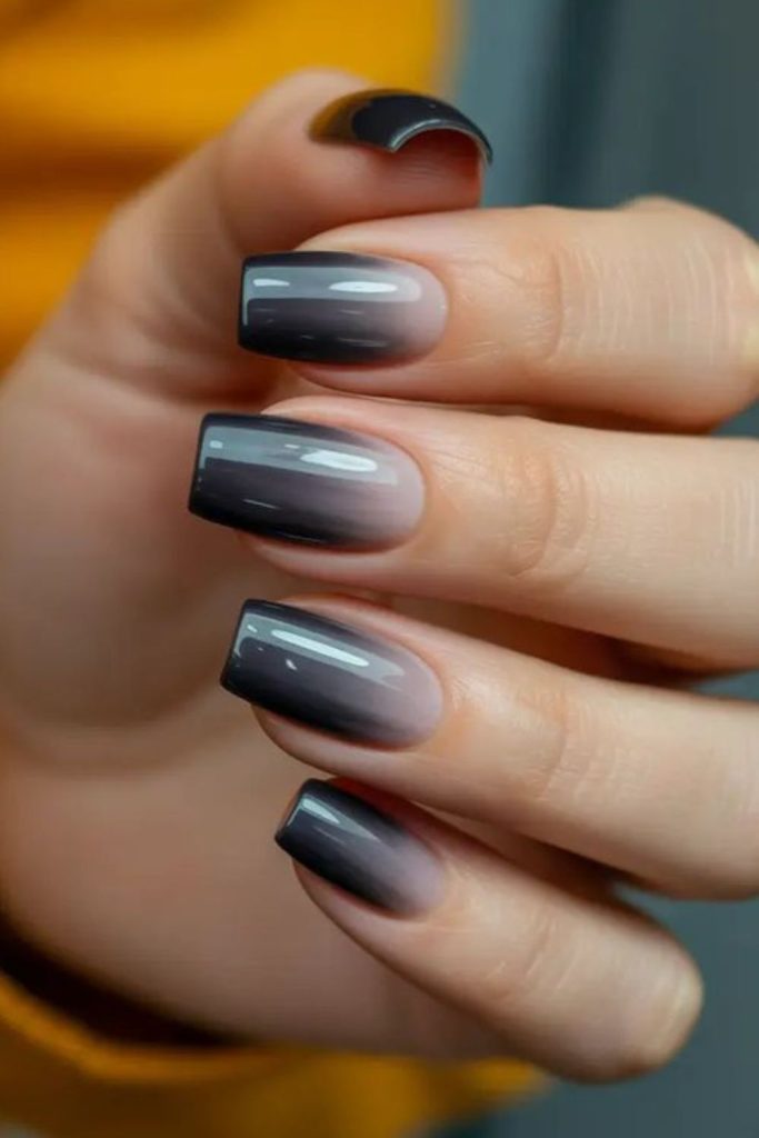 Cuticle hollow effect on black nails