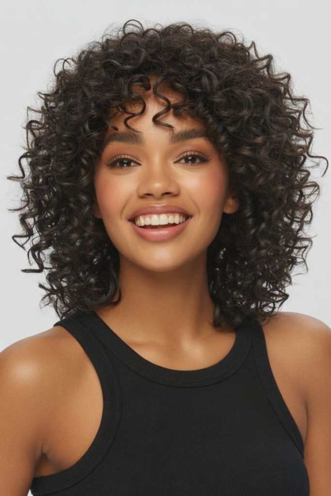 Wild tight curls with natural volume.