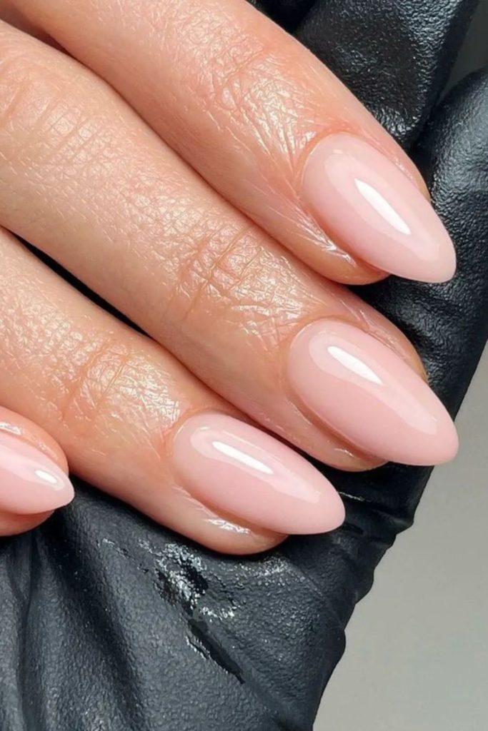 Sheer almond soft rounded nails