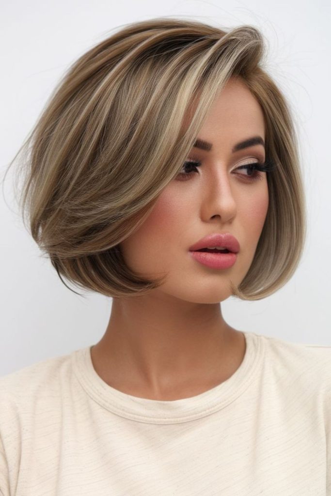 Side-parted short hair soft volume