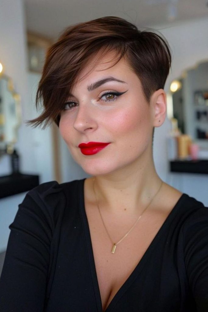 Sleek angular pixie haircut chic