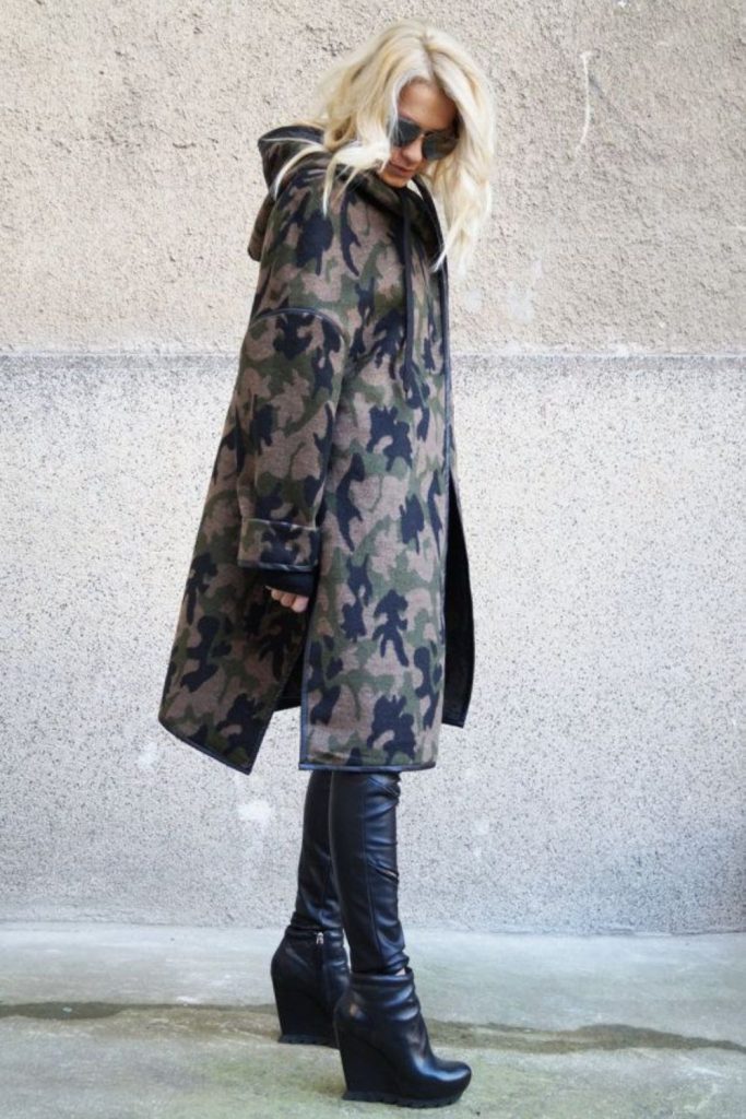 Layered urban camouflage winter cape
