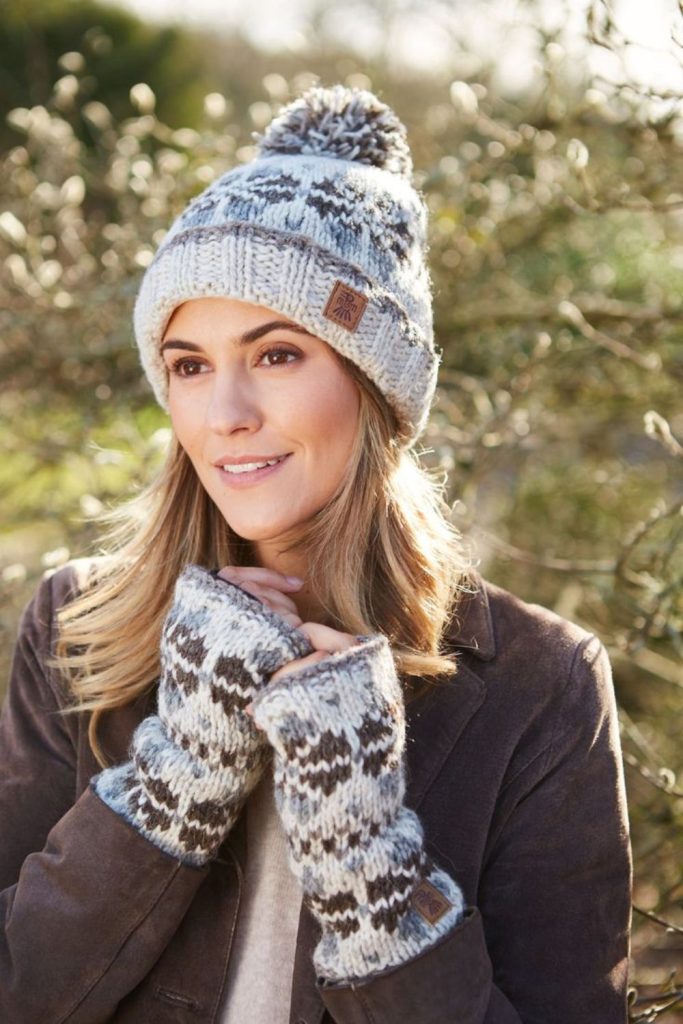 Patterned winter knit beanie
