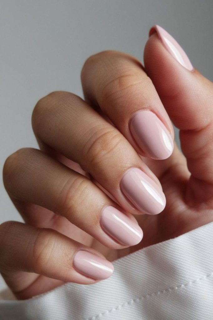 Soft cloud pink short nails