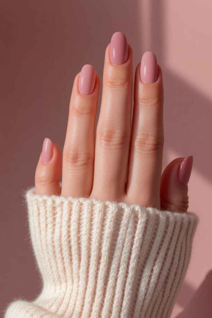 Dusty rose soft feminine nails.