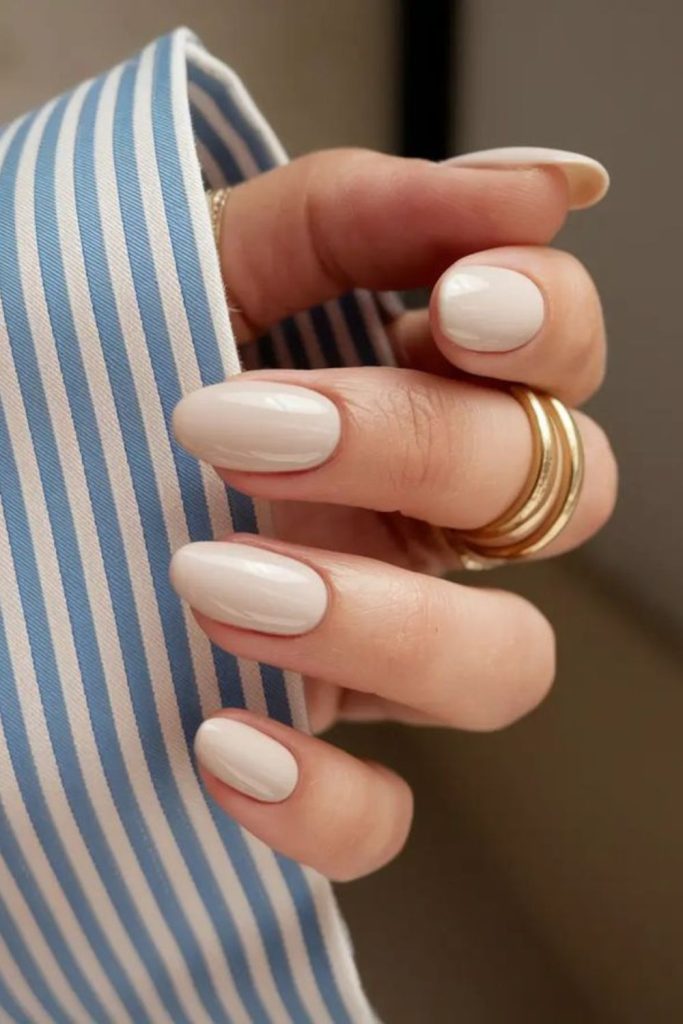 Soft sand neutral nail finish.