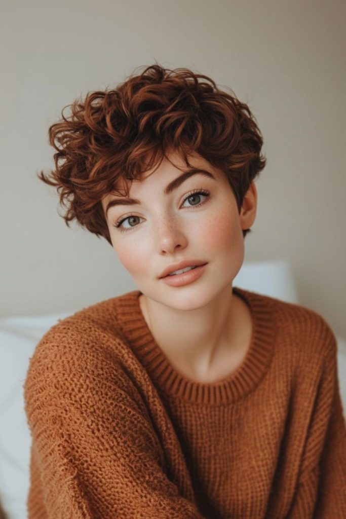 Golden flicks erupt across voluminous top.