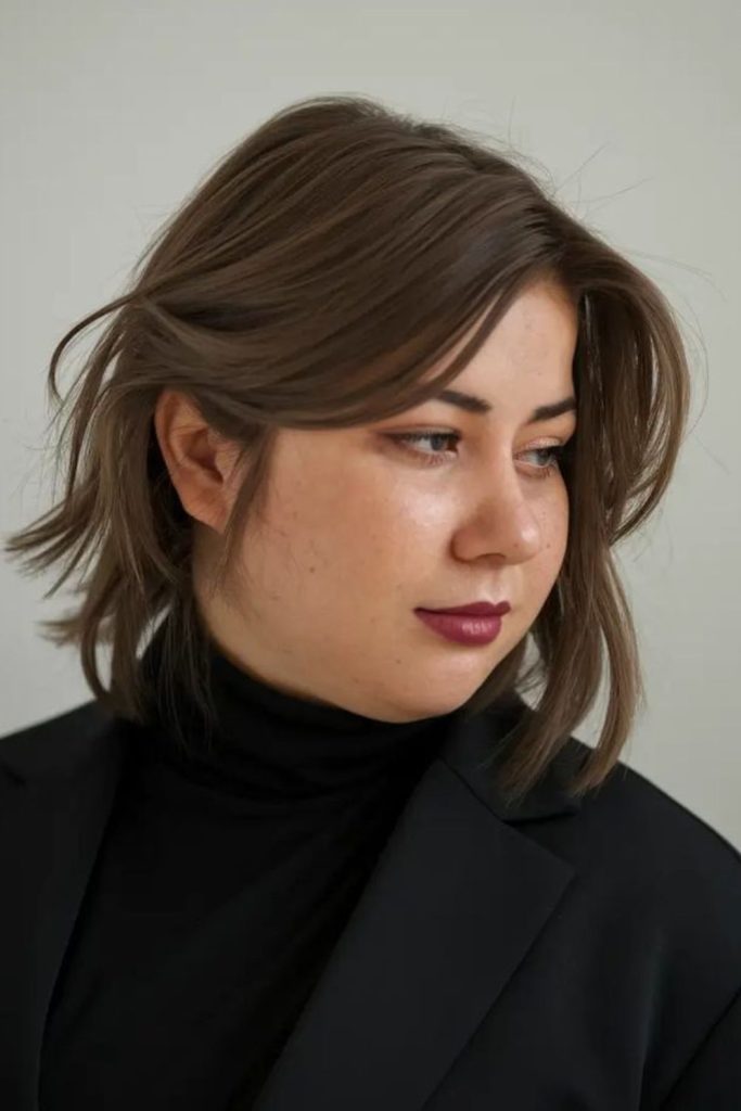 Stacked bob with layered back volume