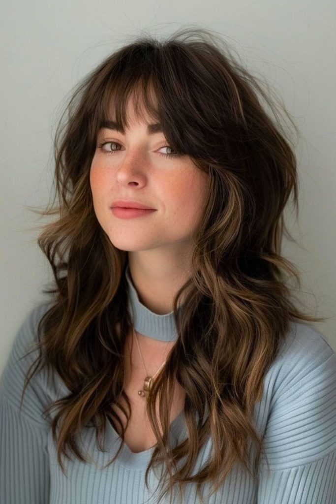 Ethereal micro bangs with flowing waves