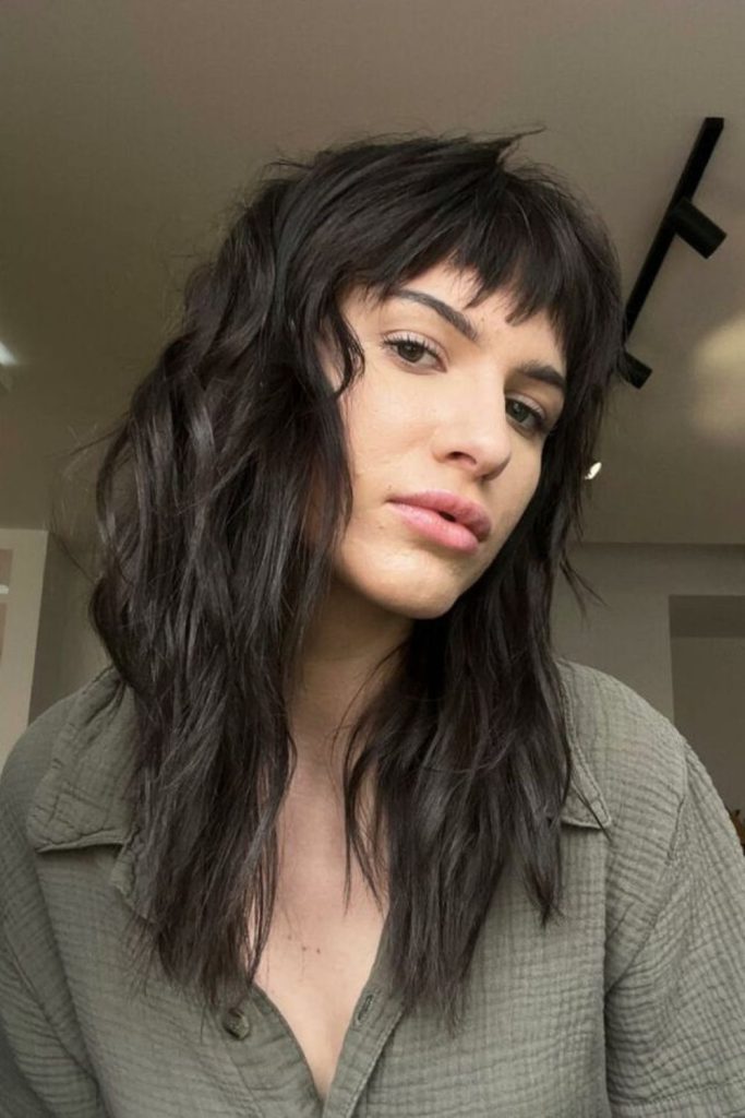 Grey layered wolf cut stormy.