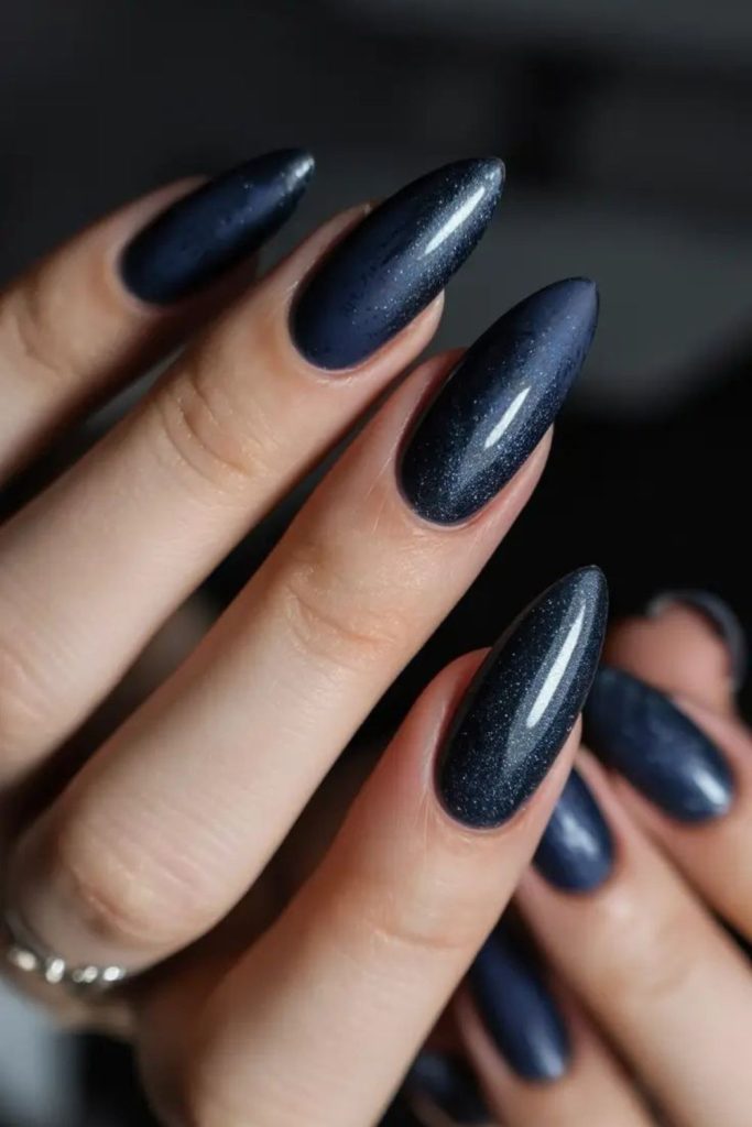 Stormy dark blue nail polish