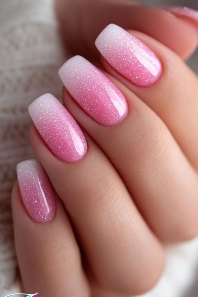Sugar rose ombre Valentine manicure.