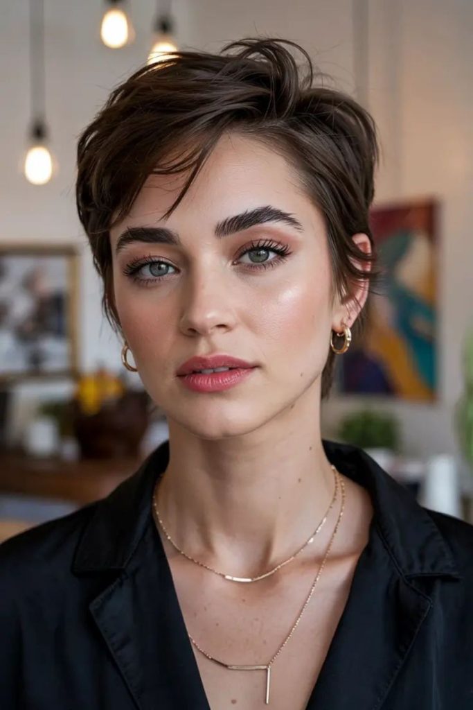 Polished tea room pixie haircut.