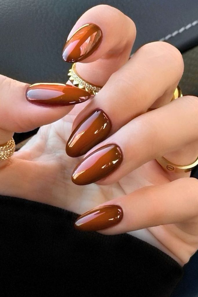 Earthy terracotta nails with soft gradients