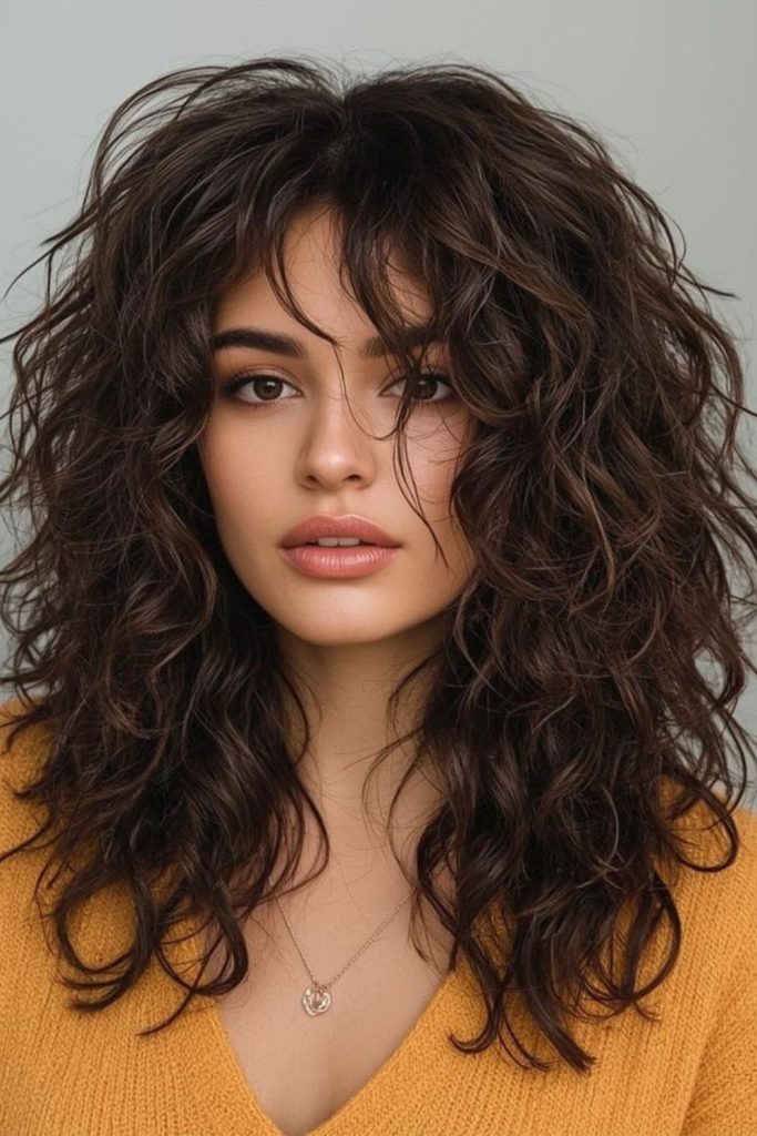 Wind swept curls with relaxed sophistication.