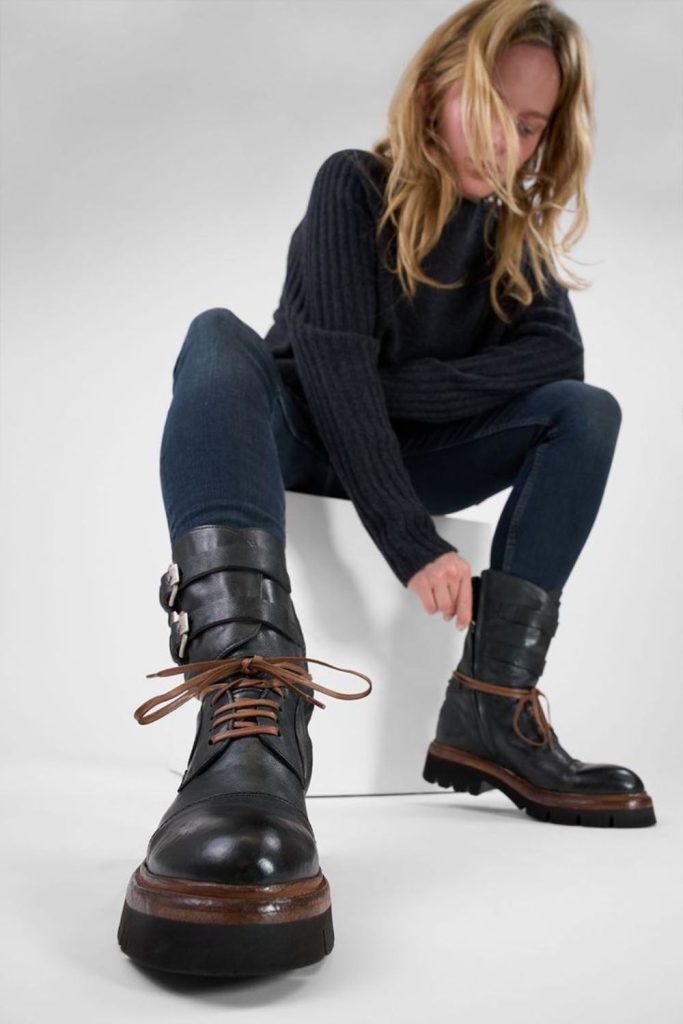 Chunky industrial leather boots