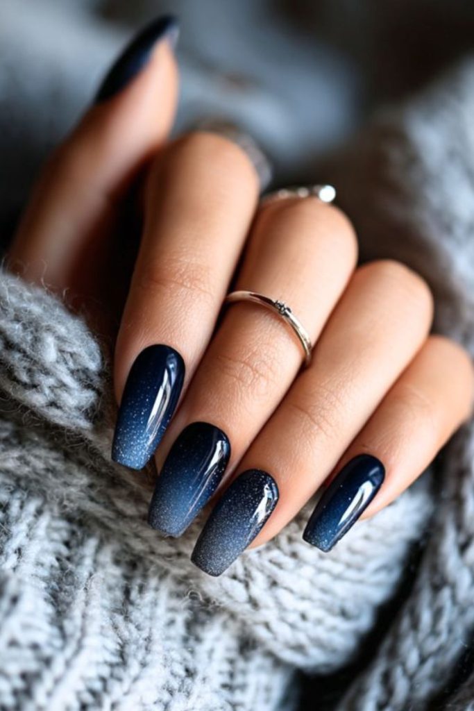Smoky twilight navy nail design