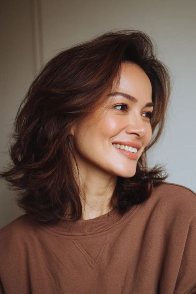 Urban medium haircut with sharp part