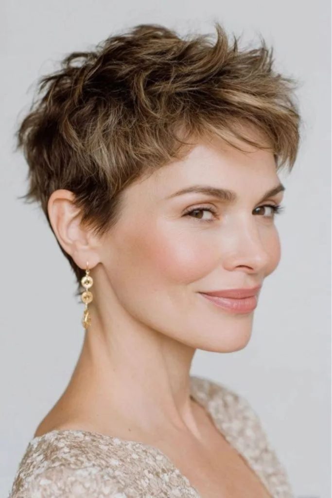 Feathered Victorian pixie with airy layers.