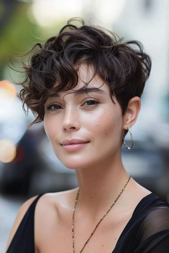 Vintage artist pixie with messy layers.