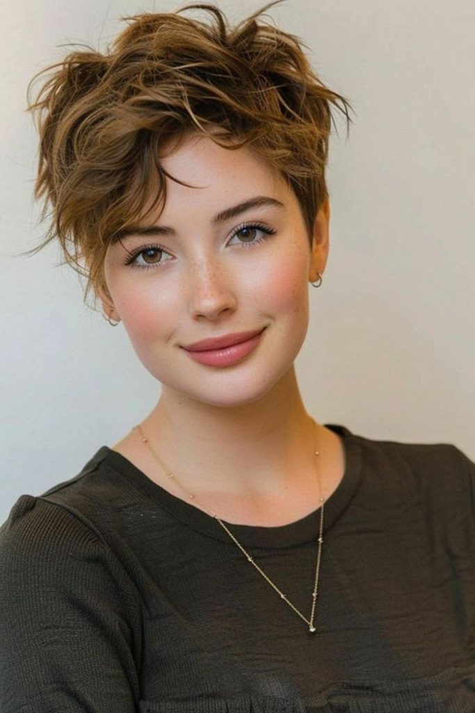 Vintage editorial pixie with sharp angles.