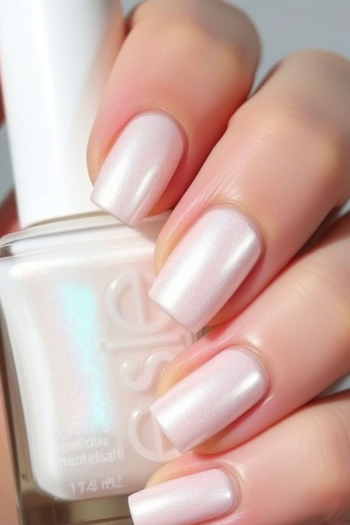 Muted chalk-like milk nails elegance.