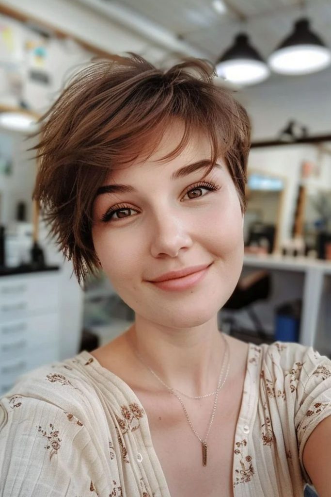 Short wispy pixie with flicked layers