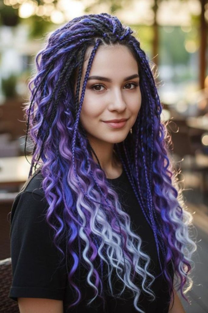 Violet side plaits with shimmer