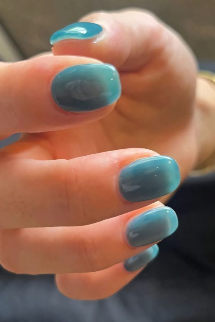 Blue nails, oceanic ripple effect.