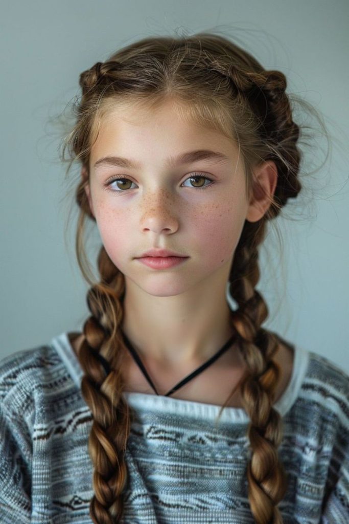 Swirled braided pigtails with soft bounce