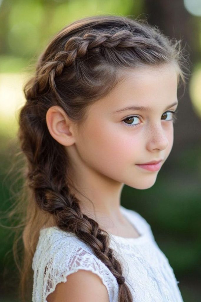 Side braid with loose whimsical strands