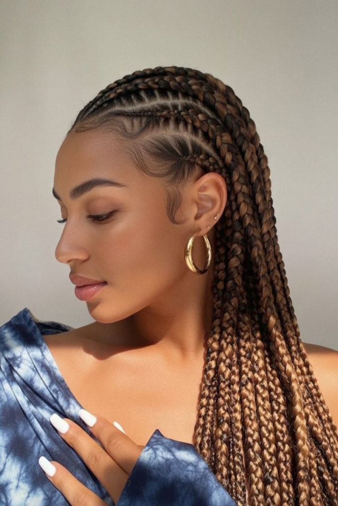 Copper braids with warm highlights