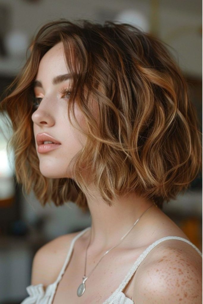 Rounded bob with bubble volume shape.