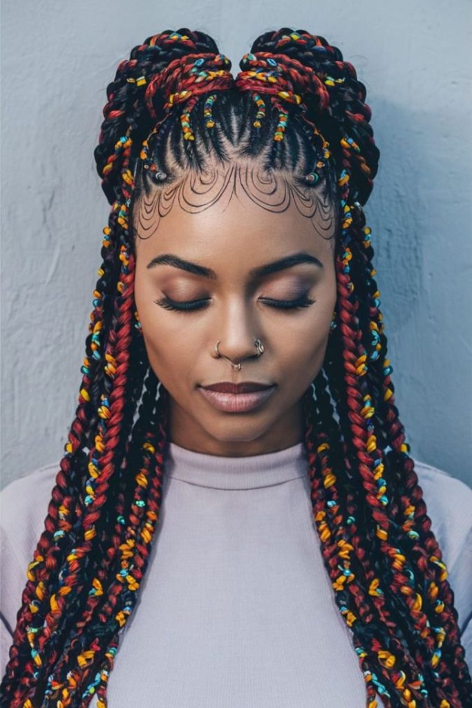 Colorful playful braids with tiny bells