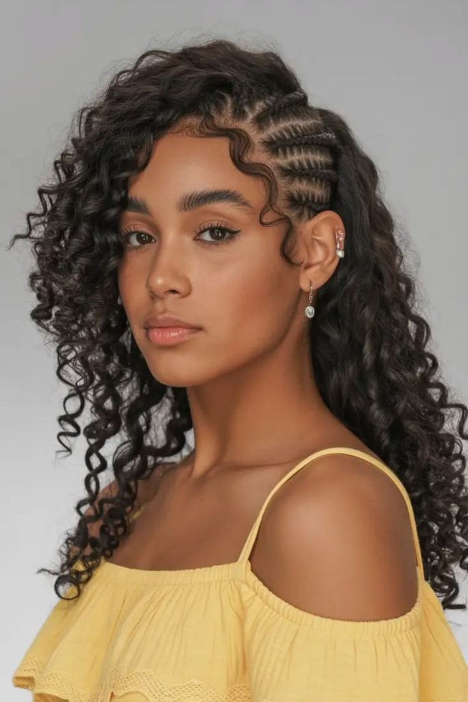 Chocolate-brown flowing side twists