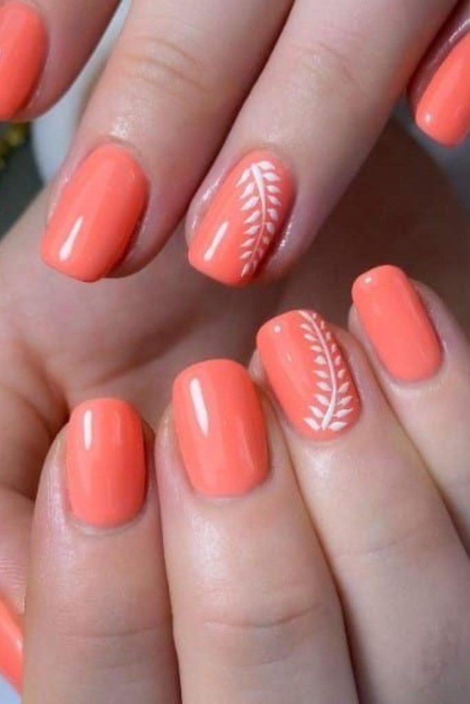 Soft coral subtle summer nails