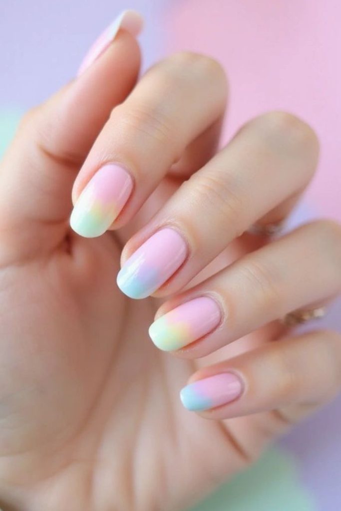 Cotton candy pastel blend nails