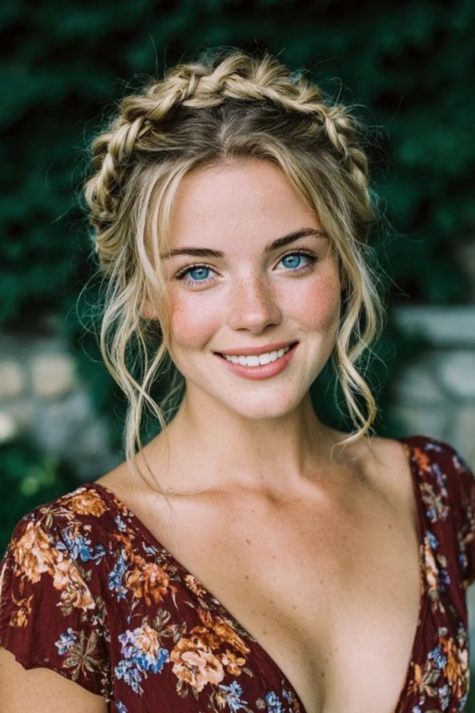 Crown braid with airy volume