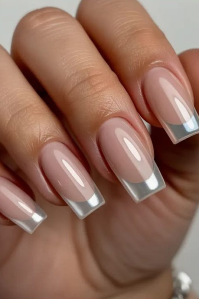 Modern clear French tips.