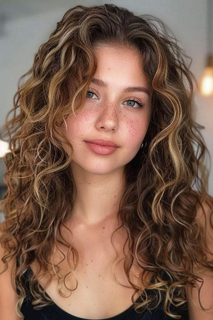 Side-swept curls with playful texture
