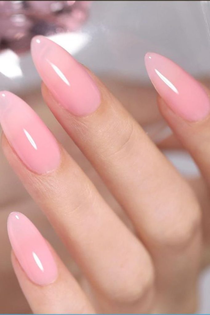 Sheer dewy pink natural nails
