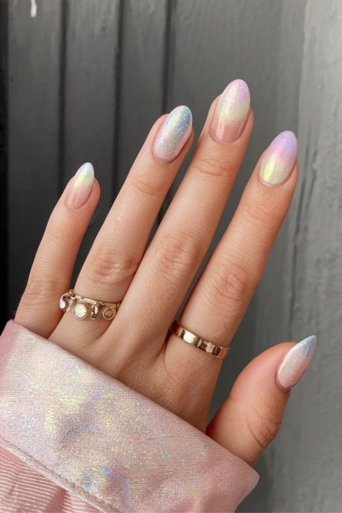 Clear dewdrop jelly nail style.