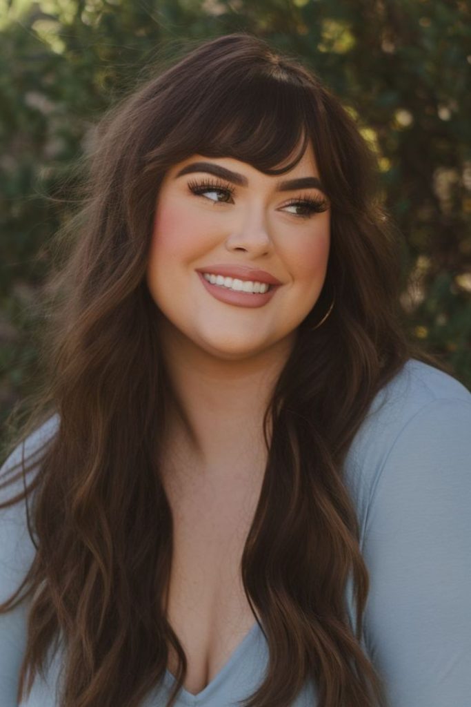 Long beachy waves with side part