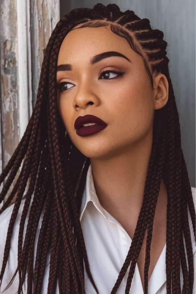 Fiery copper braids with golden accents