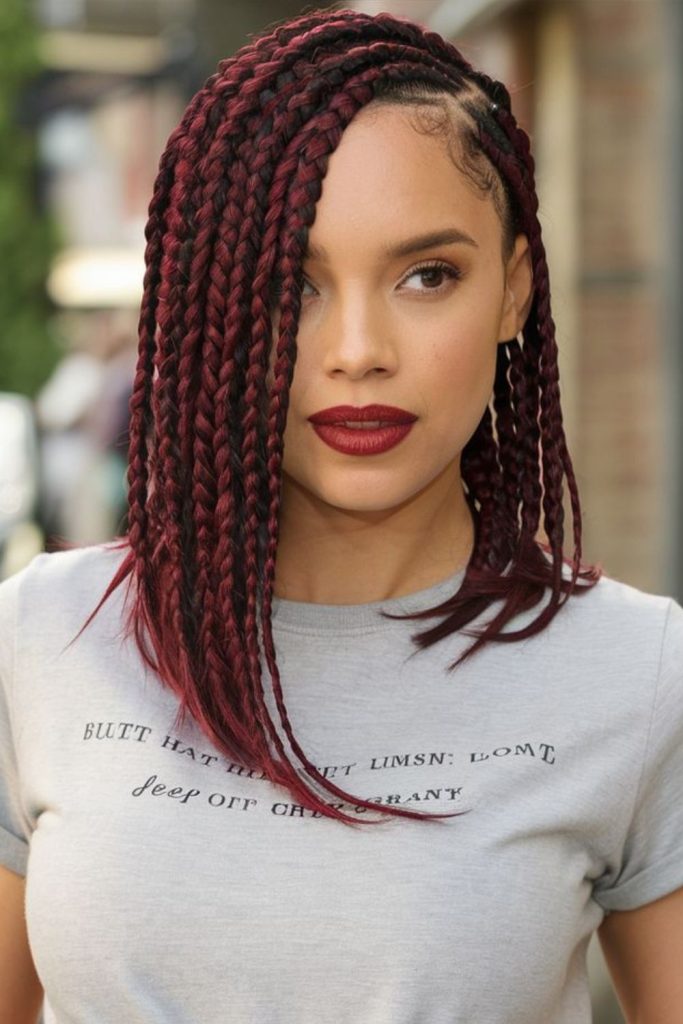 Short plaits with amber highlights