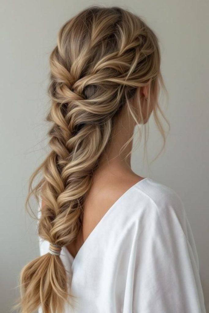 Intricate fishtail braid luxury style